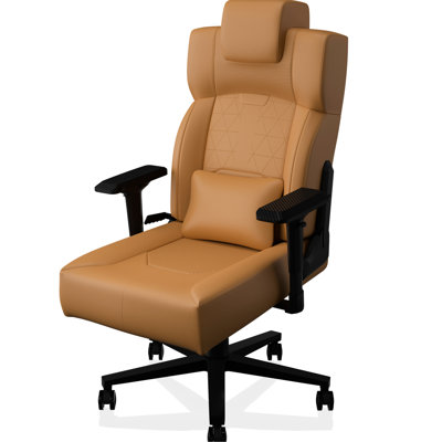 High Back Computer Chair With Lumbar Support, 360° Rotatable , And Skin - Fabric Stable Base, Easy To Clean For Adults In Office Or Home Yellow , Class 4 Gas Lift, Suitable For Pu Leather