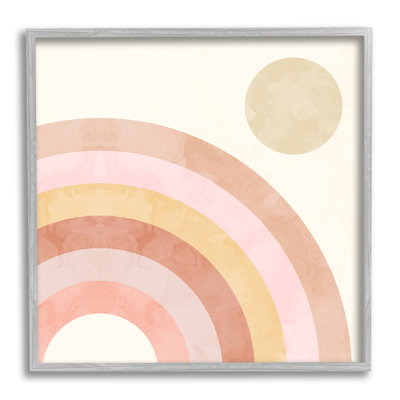«Pink Desert Rainbow Rising Sun», art géométrique sur toile surdimensionné par Daphne Polselli