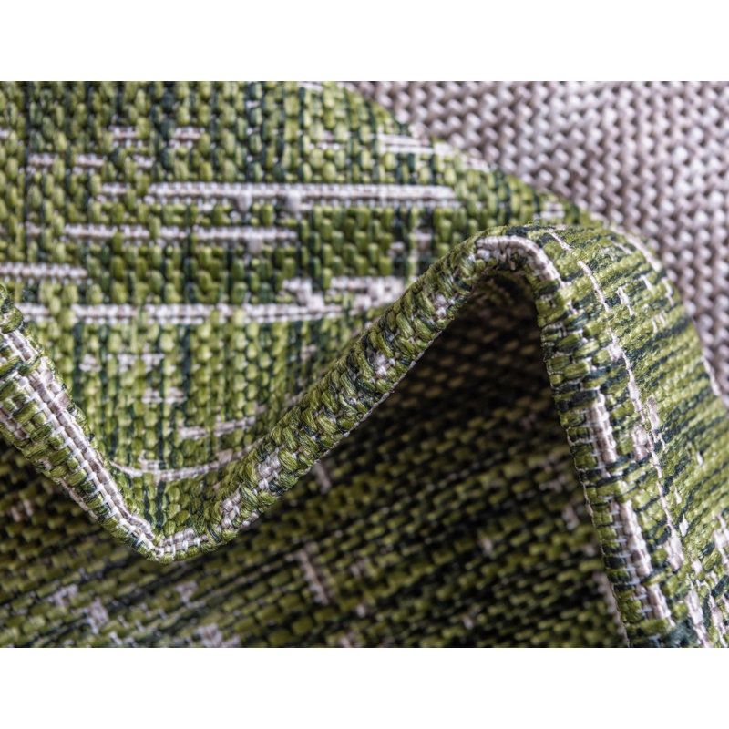 Tapis abstrait vert / gris Jennette, Rectangle 4 pi 1 po x 6 pi 1 po