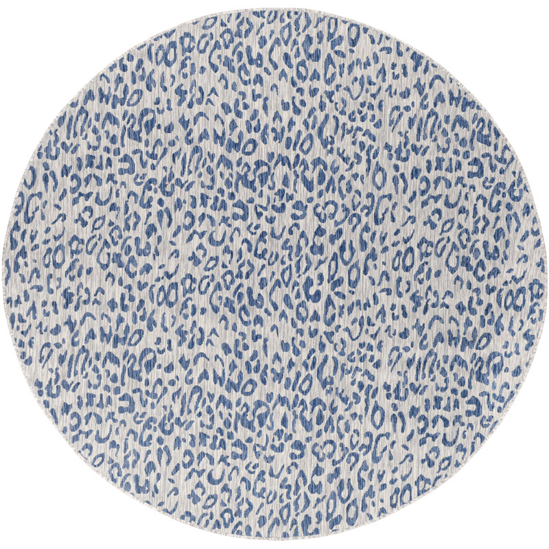 Tapis intérieur / extérieur gris Gaphna, Rond 6 pi 7 po
