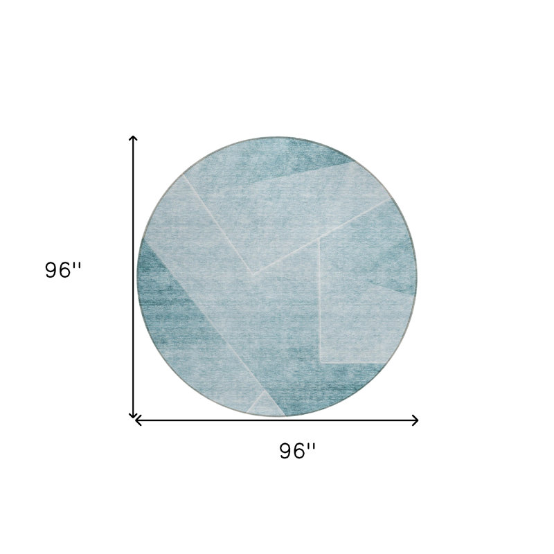 Tapis extérieur rond lavable abstrait bleu sarcelle et turquoise 8 pi