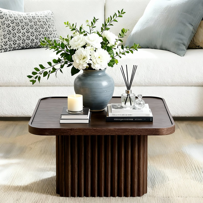 Table basse à piédestal, H 14,57 po x L 23,62 po x l 23,62 po