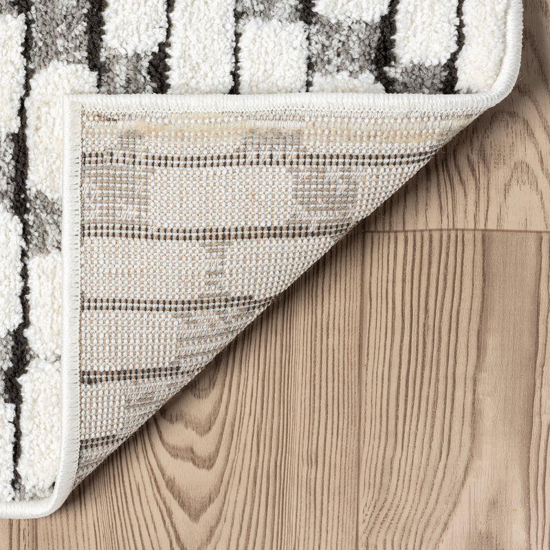 Abani Rugs Olessja Collection NOM150A Zig Zag Cream Grey Area Rug, Rectangle 2' x 3'