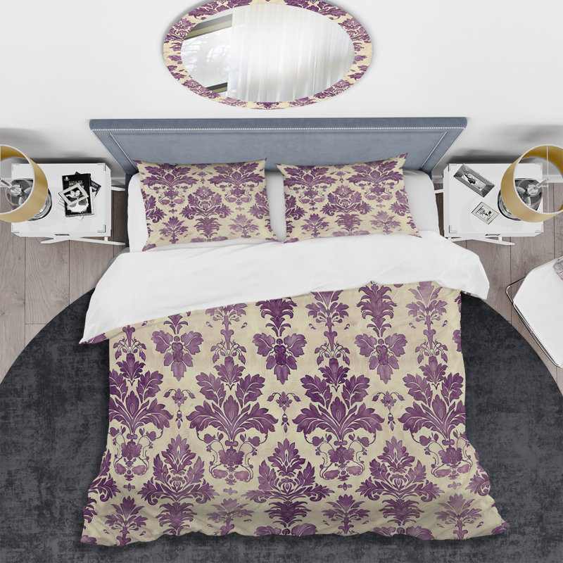 Ensemble de housse de couette Grape Purple Damask Bliss III - Transitional, Housse de couette très grand et 2 très grandes t