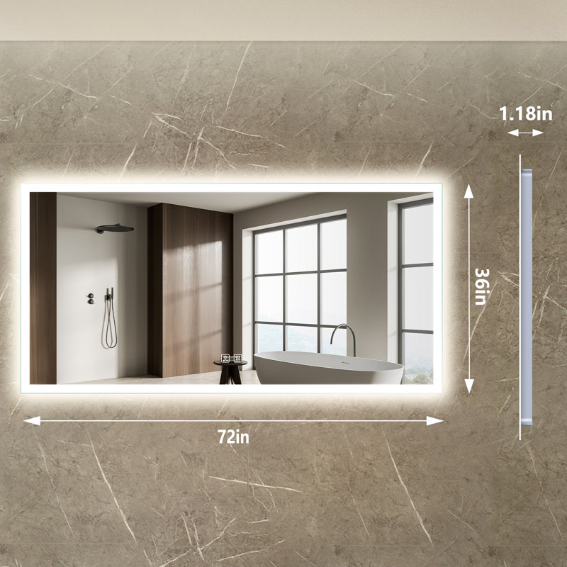 Miroir de salle de bain mural Naliyah Luxora, 72 po x 36 po