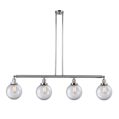 Beacon - 4 lumières - 53 pouces - Chrome poli - Tige suspendue - Îlot réglable