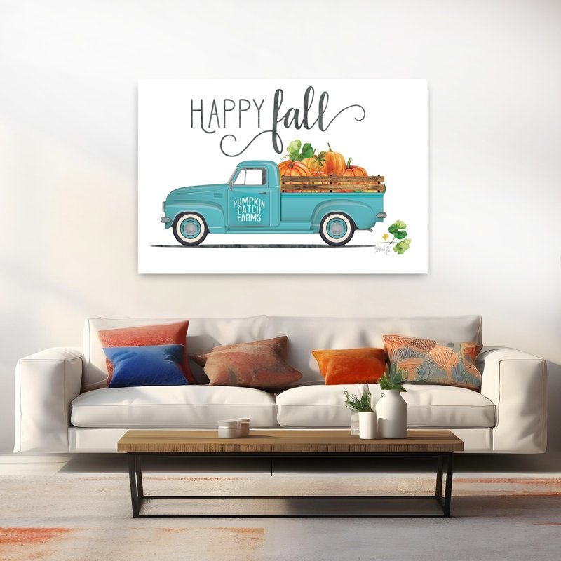 Happy Fall Vintage Truck, art contemporain, H 60 po x l 40 po
