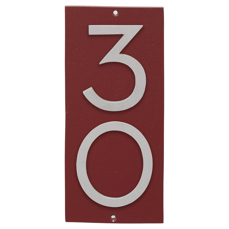 Plaque murale rectangulaire verticale flottante 6 po, Rouge brique / aluminium brossé, Oui