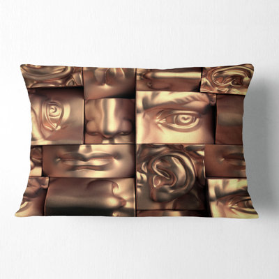 Abstract Golden Blocks - Abstract Printed Pillow