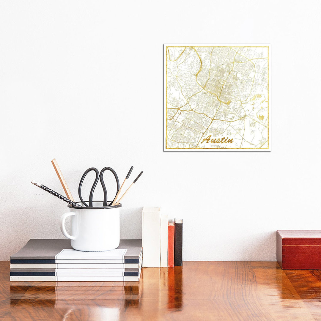 Austin Gold Leaf Urban Blueprint Map