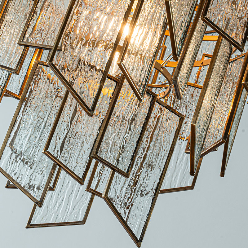 6/9-light Luxury Water Ripple Glass Chandelier Pendant Light Modern Brass Frame Lighting Fixture For Dining Room Living Room And Kitchen Island