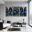 Plantes et fleurs fleurs bleues arche gothique or ensemble de 3 impressions sur toile-1373429037