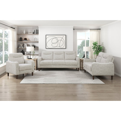 Transitional 3-Piece Sofa Set Taupe Chenille Upholstery Sofa Loveseat Chair Comfort Seats Solid Wood Furniture Living Room
