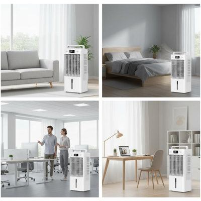 10L Portable Air Conditioner, Evaporative Swamp Cooler with Touch Controls & Remote, 90°+90° Oscillation, LED Display, 45W Energy Efficient, 120V 60Hz