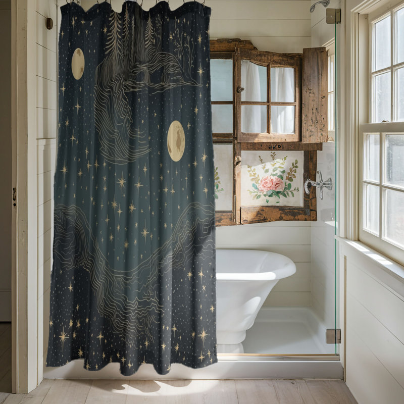 Andrean Abstract Shower Curtain, 74"H x 71"W