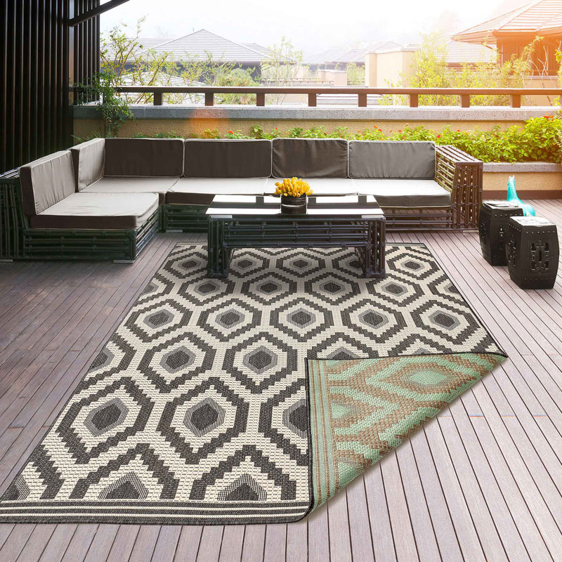 Oriental Indoor / Outdoor Rug, Rectangle 6' 7" x 9' 10"
