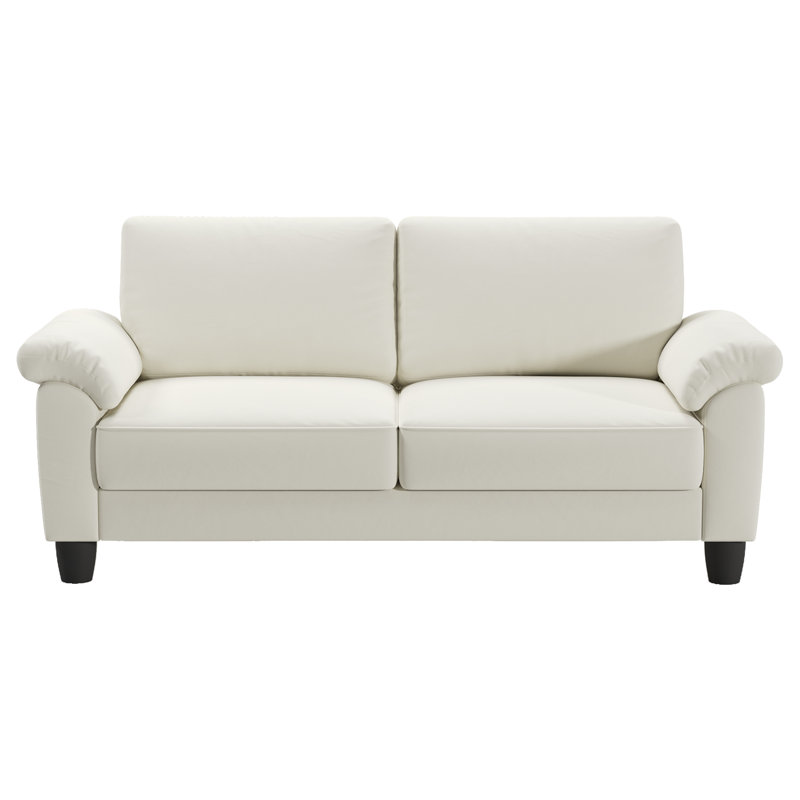 Canapé 70 po en velours, canapé Mid-Century moderne avec sac de rangement, Beige