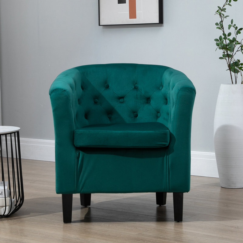 Tarbes Velvet Barrel Chair, Green