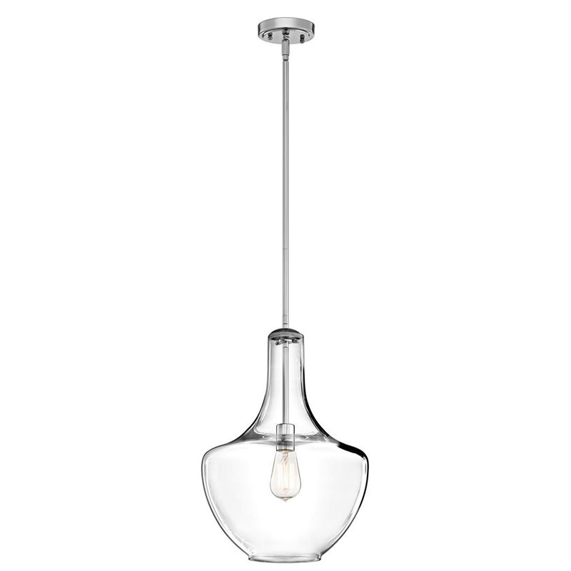 Plewak 1 - Light Chrome Teardrop Pendant, Chrome, 50.8cm H x 35cm W x 35cm D