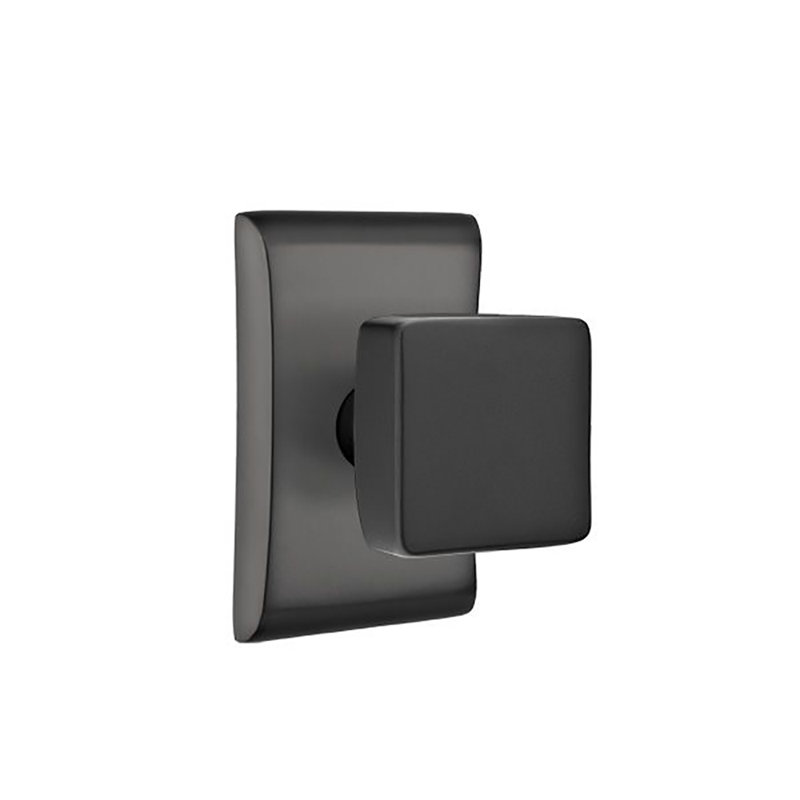 Privacy (Bed & Bath) Square Knob with Neos Rose, Flat Black