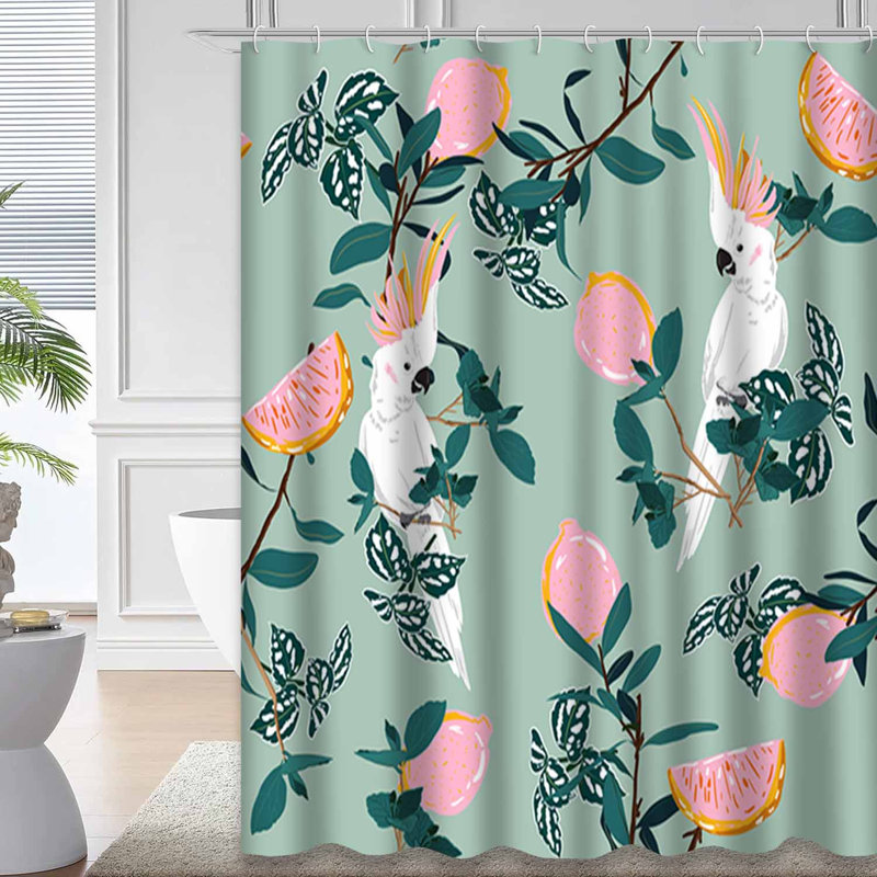 Sweet Pastel Jungle Parrot Exotic Shower Curtain with 12 Hooks, L 72 po x l 84 po
