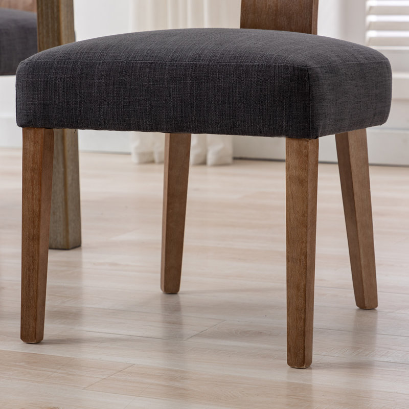 Farhat Upholstered Dining Chairs (Set of 2), Wood, Charcoal/Brown