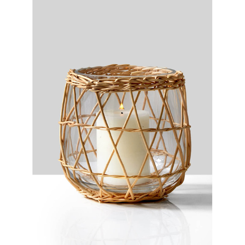 Glass Tabletop Tealight Holder, 7" H x 6" W x 6" D