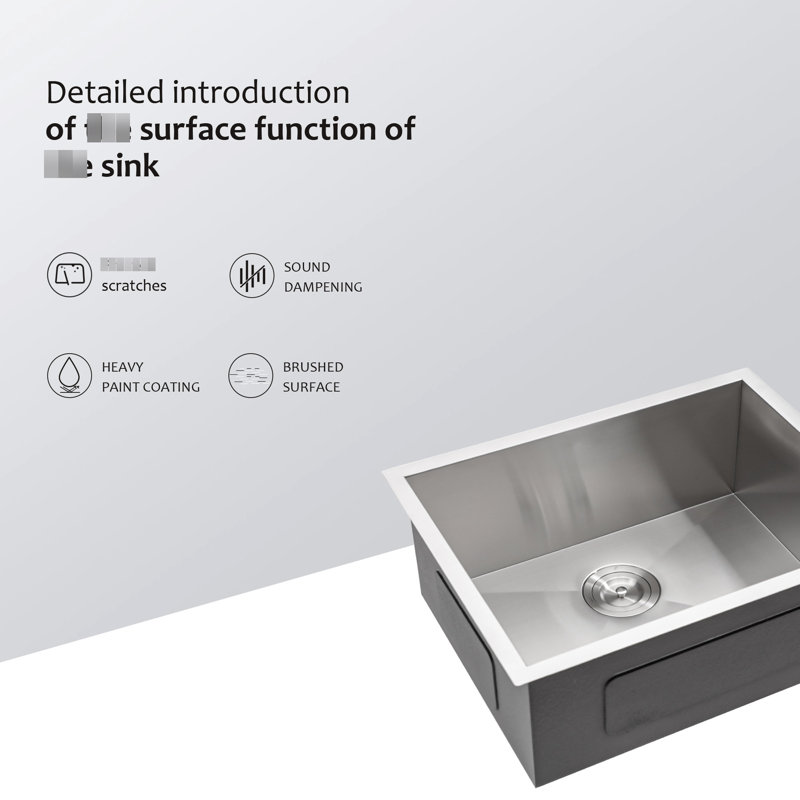 18 Gauge 21"X18"X9" Undermount Single Bowl Kitchen Sink, 9 Inch Deep, Brushed Nickel Finish, X Shaped Water Guideline, Soundproofing Pads, Foldable Drying Rack Rack, Installation Guide