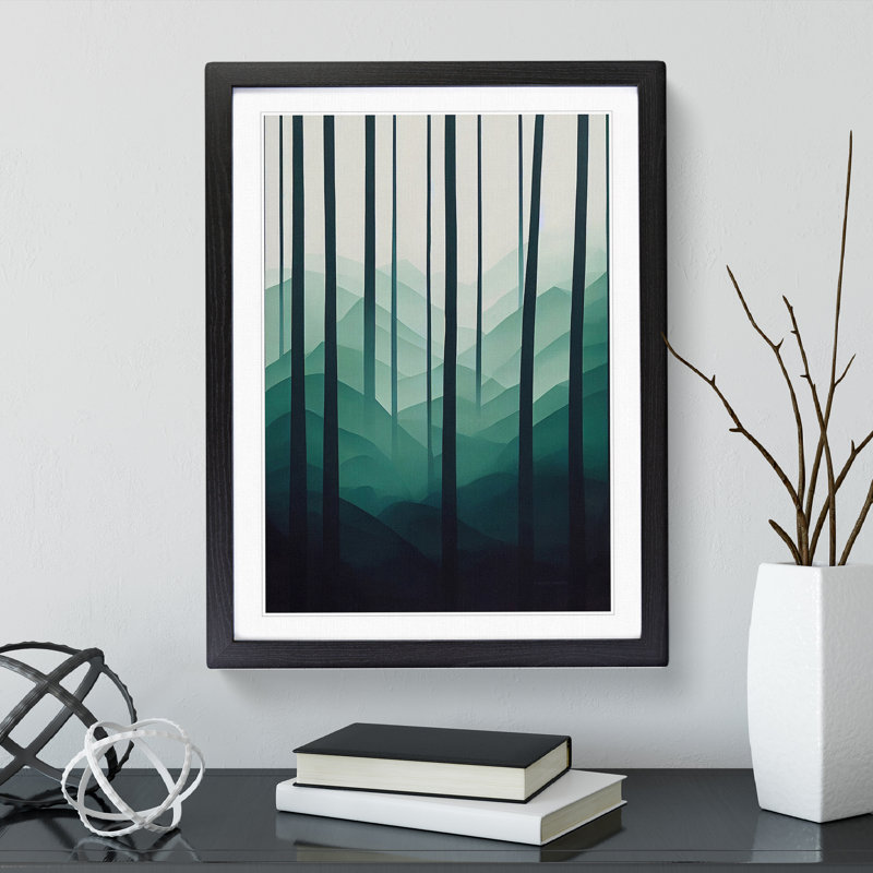 Forest Zen Abstract 1 Piece Single Picture Frame Wall Art, 46cm H x 34cm W x 2cm D, Black