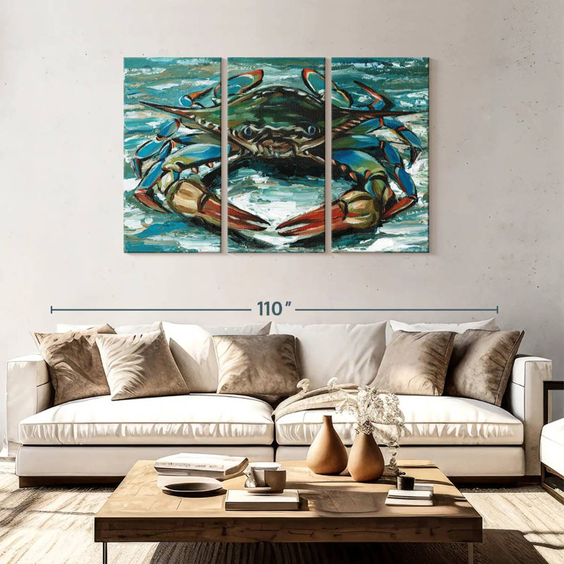 Brampt Blue Palette Crab II, 48" H x 74" W