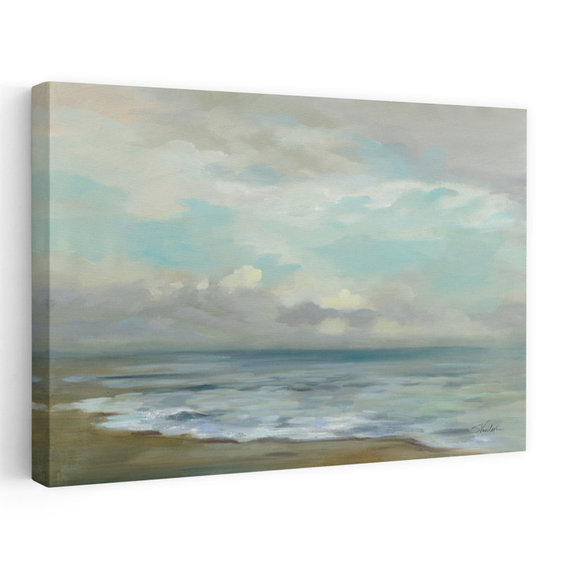 Soleil levant côtier bleu gris blanc turquoise plage, H 36 po x l 24 po