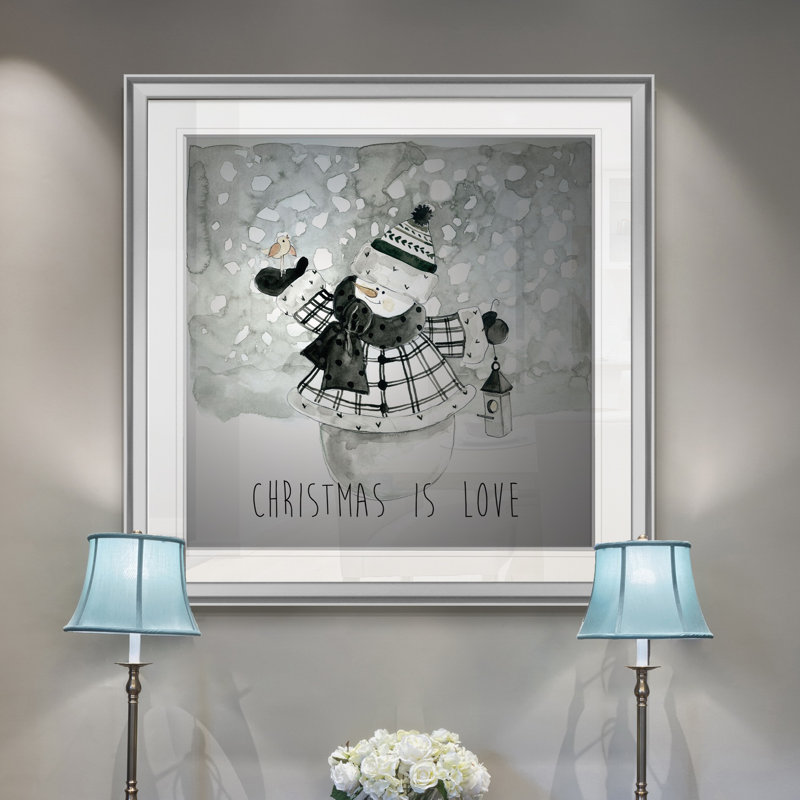 « christmas is love », peinture, H 16 po x l 16 po x P 1,5 po, Encadrement argenté