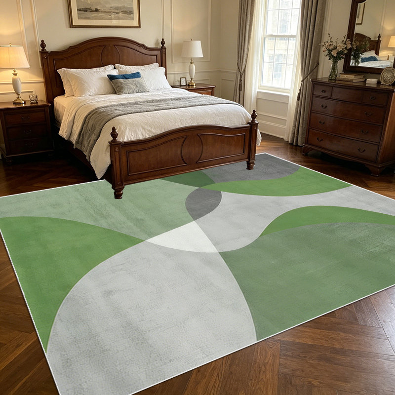 1PC Modern Abstract Sage Green Grey Geometric Wave area rugs for Living Room, Soft, All seasons, Easy-maintain, Washable Indoor mat, Farmhouse suitable for dining room, bedroom, home office, entryway, patio, Home Decor, Outdoor Decor.