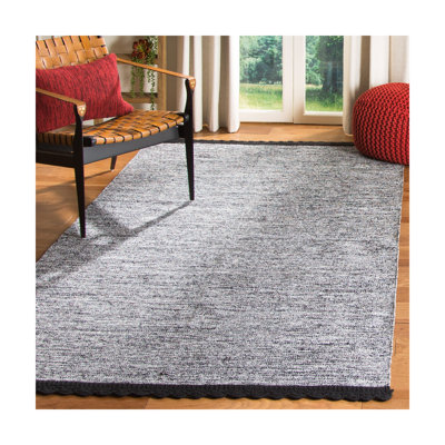 Tapis noir en coton tissé à plat à la main Mohnton