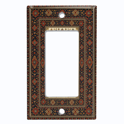 Metal Light Switch Plate Cover; US Standard Size 1 Gang GFI Rocker - Printed Image of Traditional Persian Rug Pattern