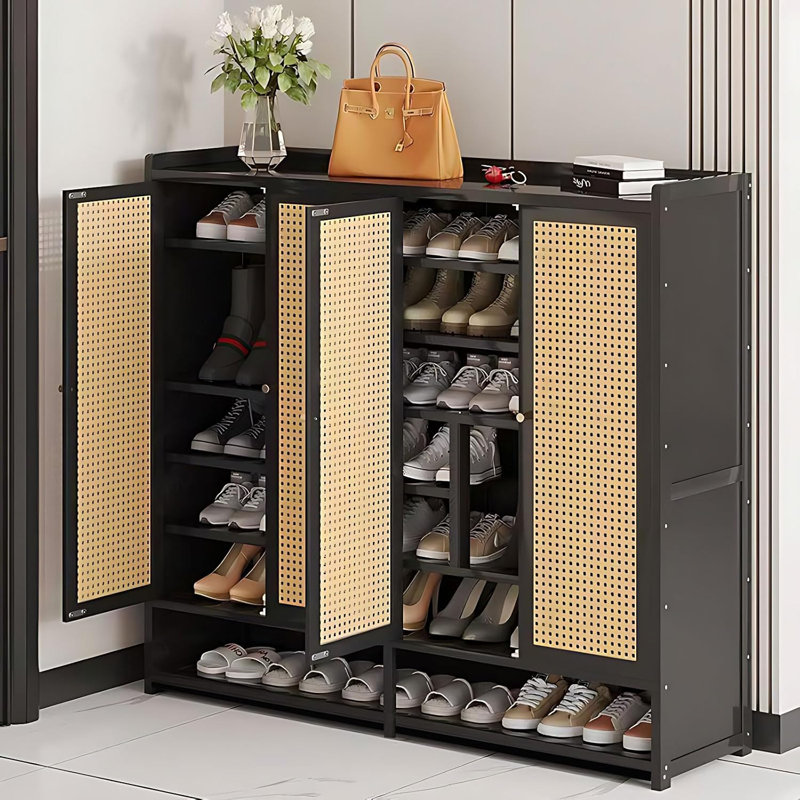 8-Tier Bamboo Shoe Storage Cabinet With Doors