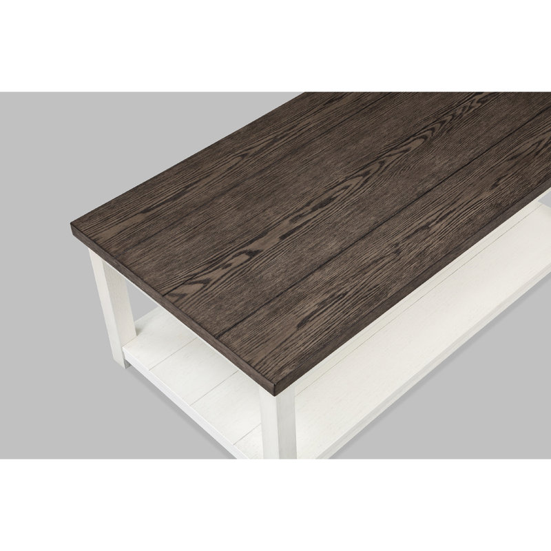 Style, table basse rectangulaire en brun et blanc