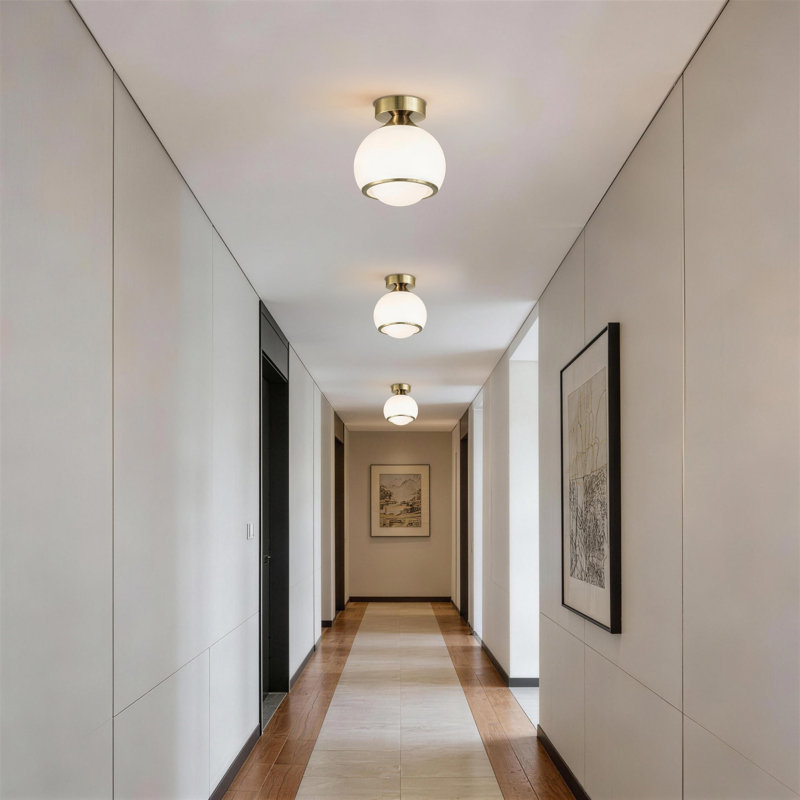 9.8 "Modern 1-Light Milk White Globe Flush Mount Ceiling Light, 3CCT Dimmable LED Ceiling Light for Bedroom Hallway Kitchen