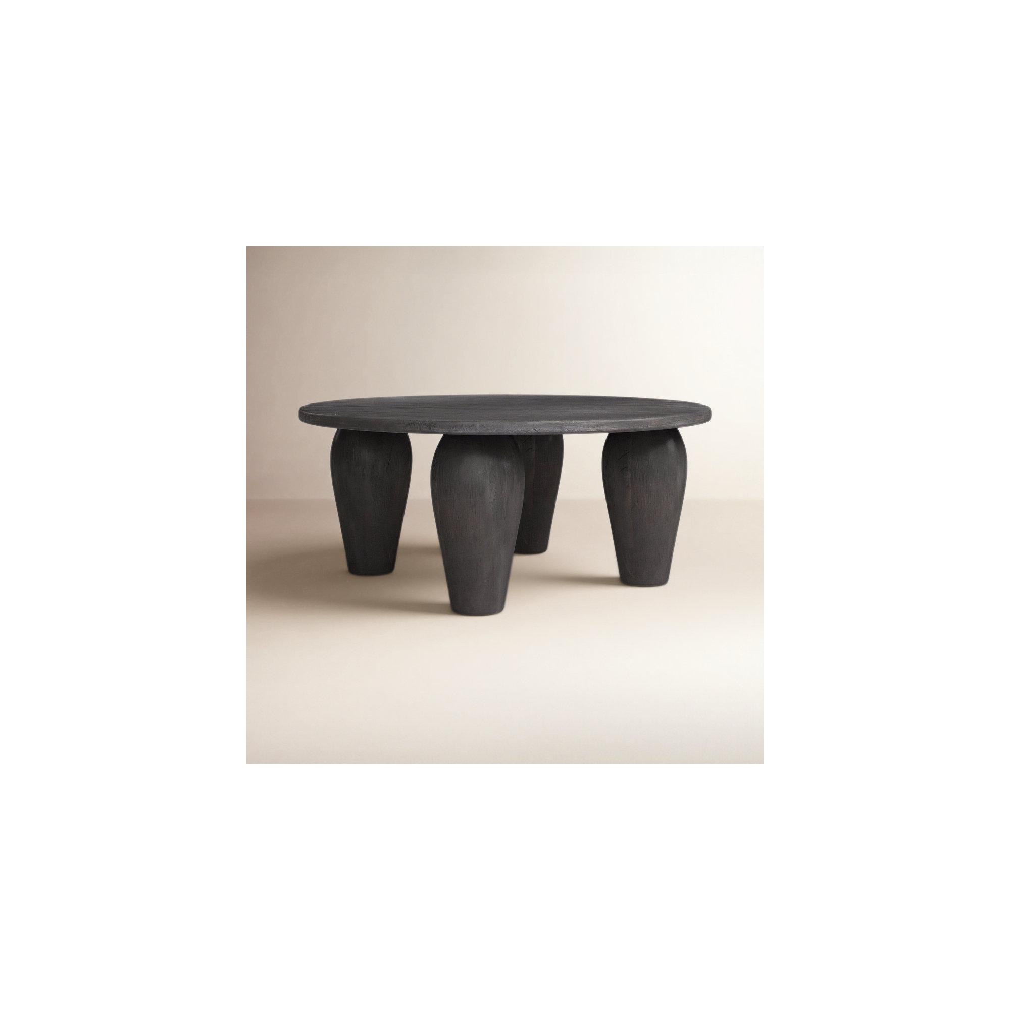 Kei Solid Wood Single Coffee Table, Black, 16" H x 38" L x 38" W