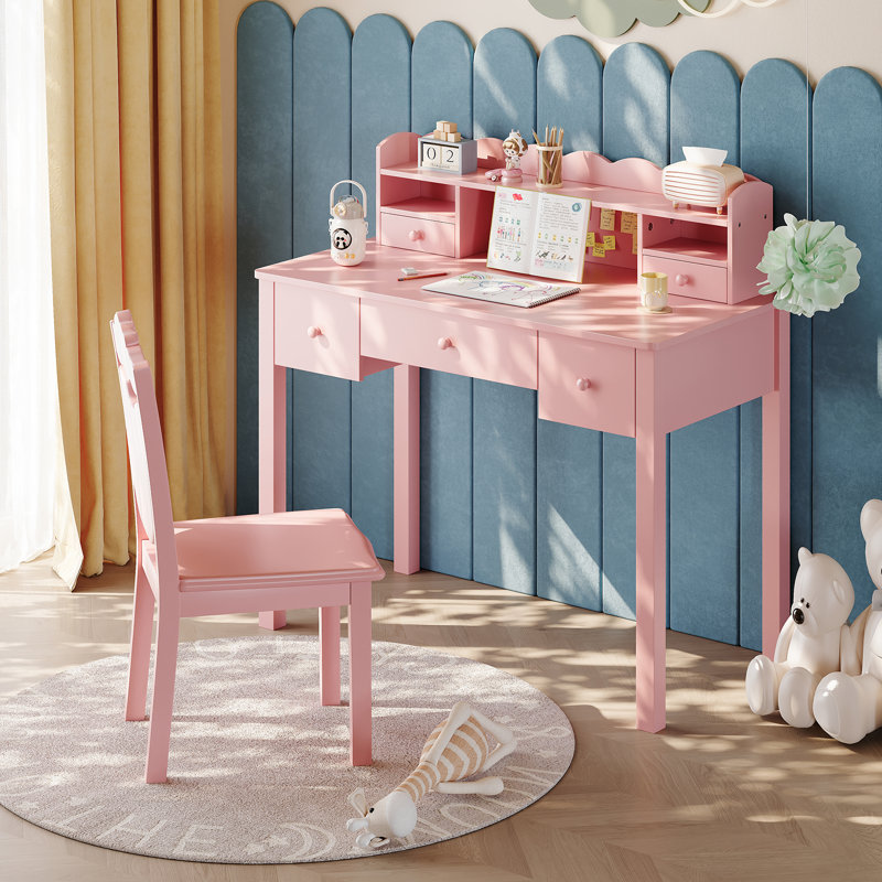 Bureau avec rehausse Aleysia, Rose