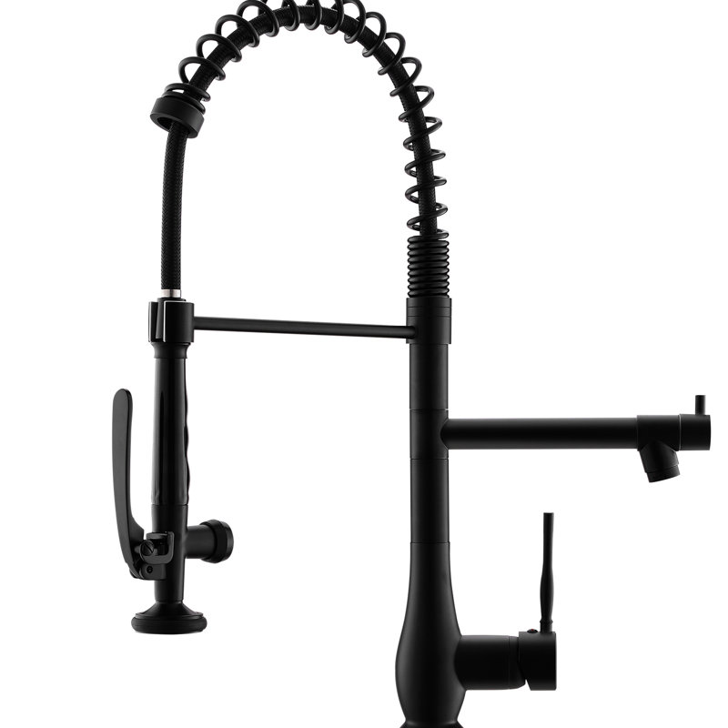 Kitchen Sink Faucet Pull-Down Black - Single Handle, Ceramic Filler, Finish Commercial All Brass, Finish, Pull Down , Hot And Cold Water