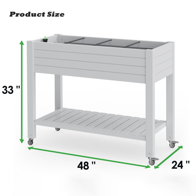 Raised Garden Bed With Self-Watering And Drainage System Elevated Planter (Without Wheels)