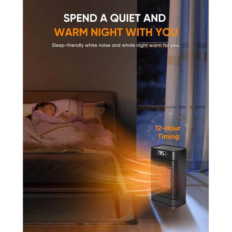 Fimei 1500 Watt Electric Fan Compact PTC Space Heater with Adjustable Thermostat, Remote and Touch Control