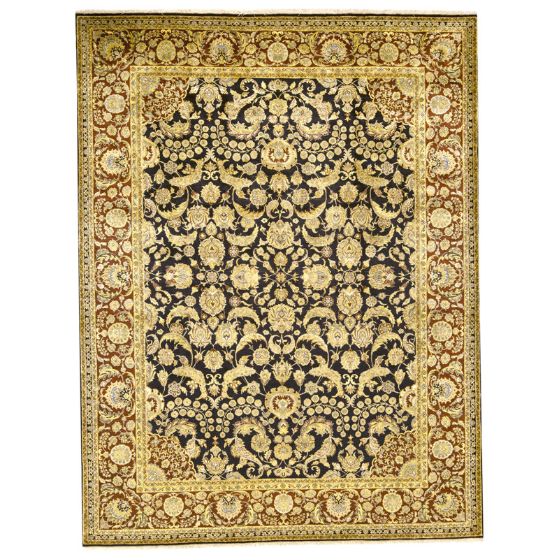 High-Quality Hand-Knotted Black And Red Area Rug