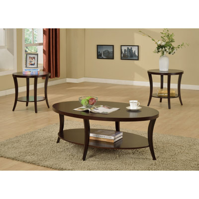 Ensemble de table basse 3 pièces, table basse ovale avec table de bout