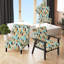 Fauteuil bohémien avec accoudoirs rembourrés, jaune et bleu Eclectic Boho Feather