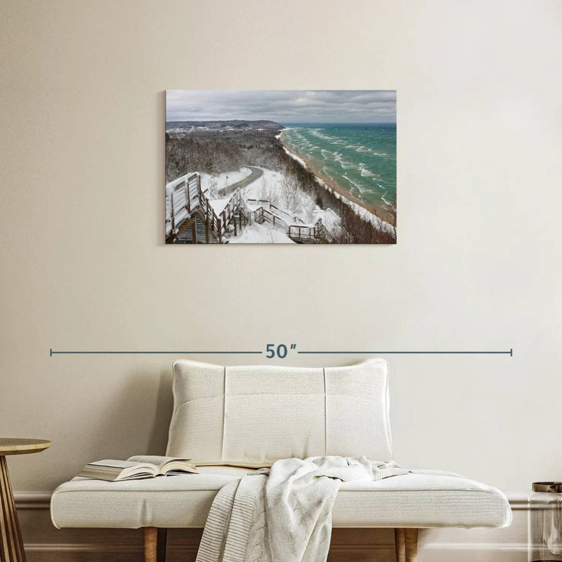 Scène d'hiver à Alvord Lake Michigan, H 20 po x l 30 po