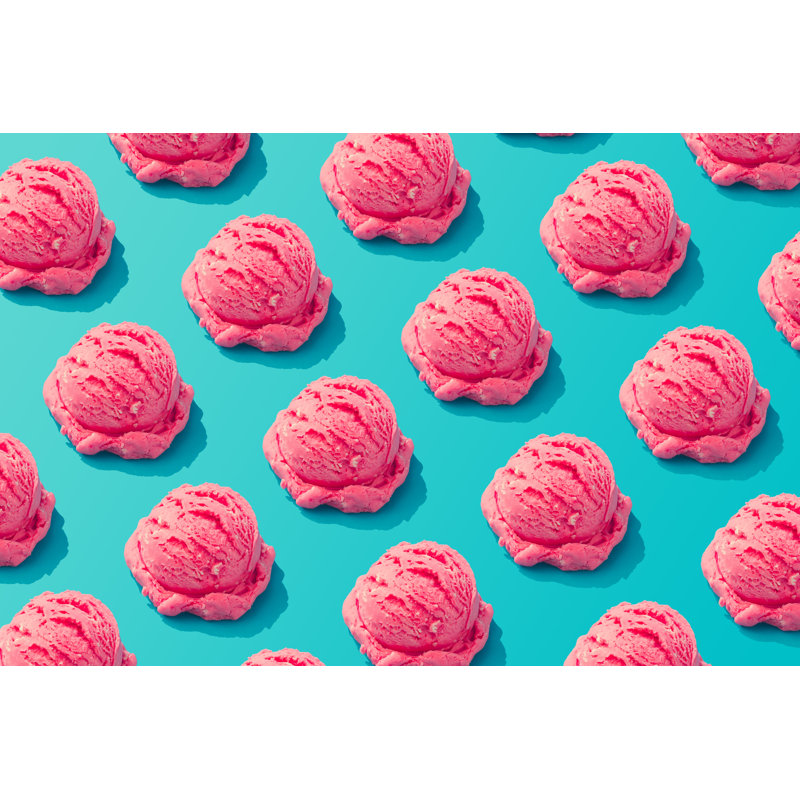 Strawberry Ice Cream Pattern - Wrapped Canvas Print, 30cm H x 46cm W x 3.8cm D