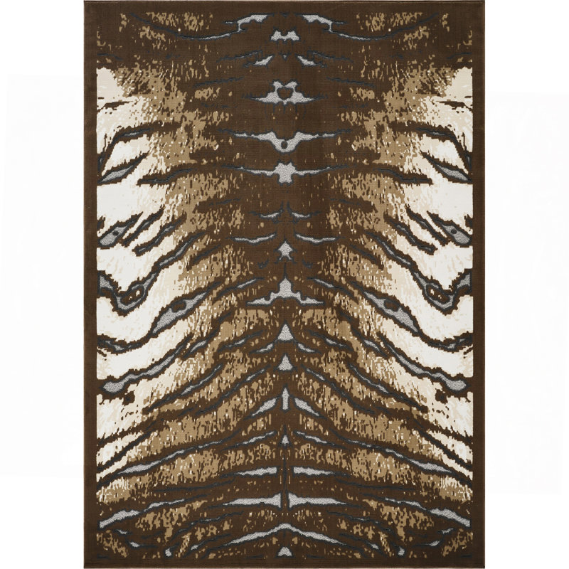 Brown Area Rug, Rectangle 5'3" x 7'