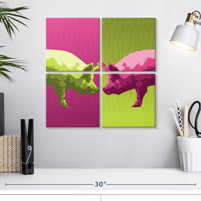 Brampt Neon Pigs, 18" H x 18" W